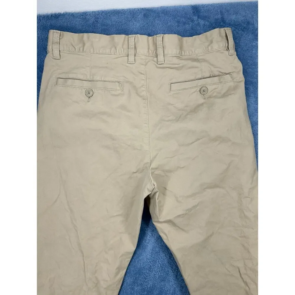 H&M L.O.G.G Mens 32x26 Skinny Fit Stretch Cuffed Chino Pants Brown